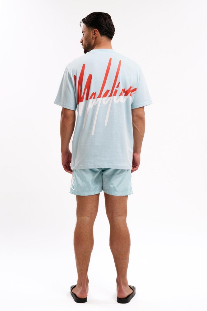 MEN SPLIT SWIM SHORTS MM1 HS25 21 828 LIGHT BLUE/CORAL